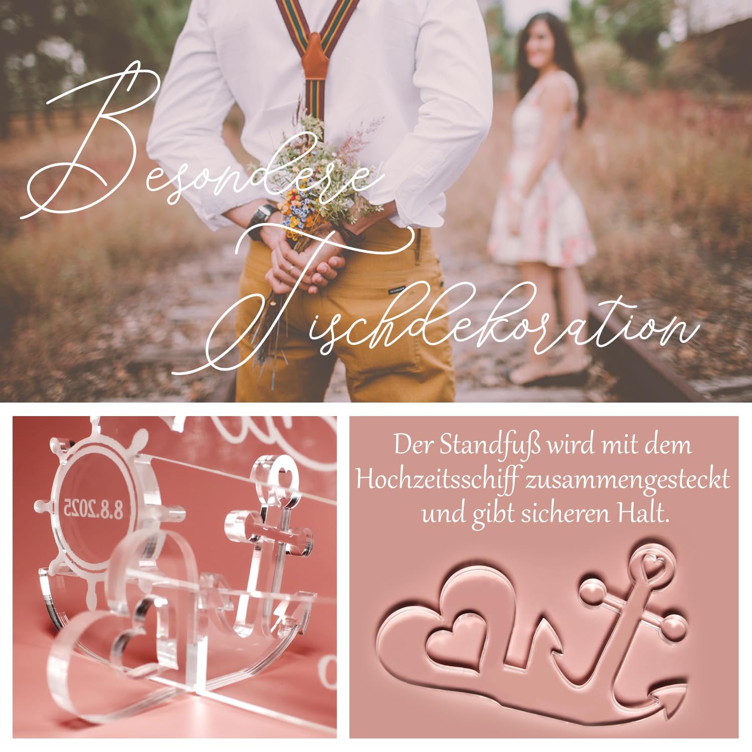 Dekolando Geschenk Kristallene Hochzeit personalisiertes Schiff aus Acryl 15 Kristallhochzeit- Personalisierte Geschenke zur Kristallenen Hochzeit Kristall