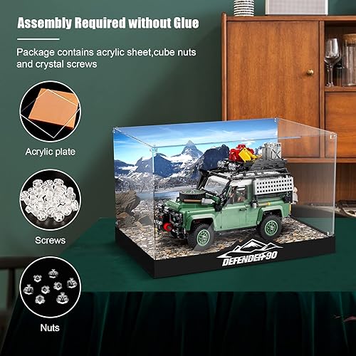 Miniatura 4 de Vitrina de acrílico para Lego Land Rover Classic Defender 90, caja transparente a prueba de polvo para Lego 10317, placa acrílica transparente con