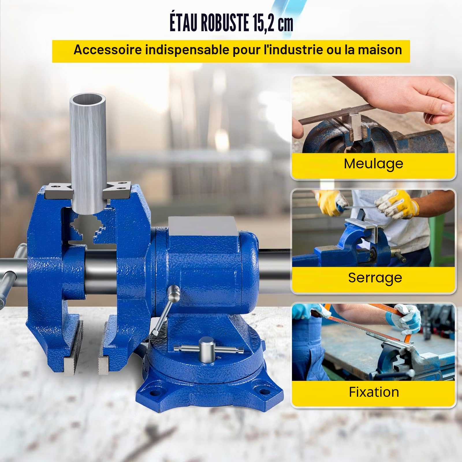 BestEquip Étau d'Etabli 152 mm, Étau de Banc 6 Inch Pince de Rotation à 360 Degrés sur Etau, Table Etau à Base Pivotante, pour Serrer l'Equipement de Fixation à Usage Domestique/Industriel