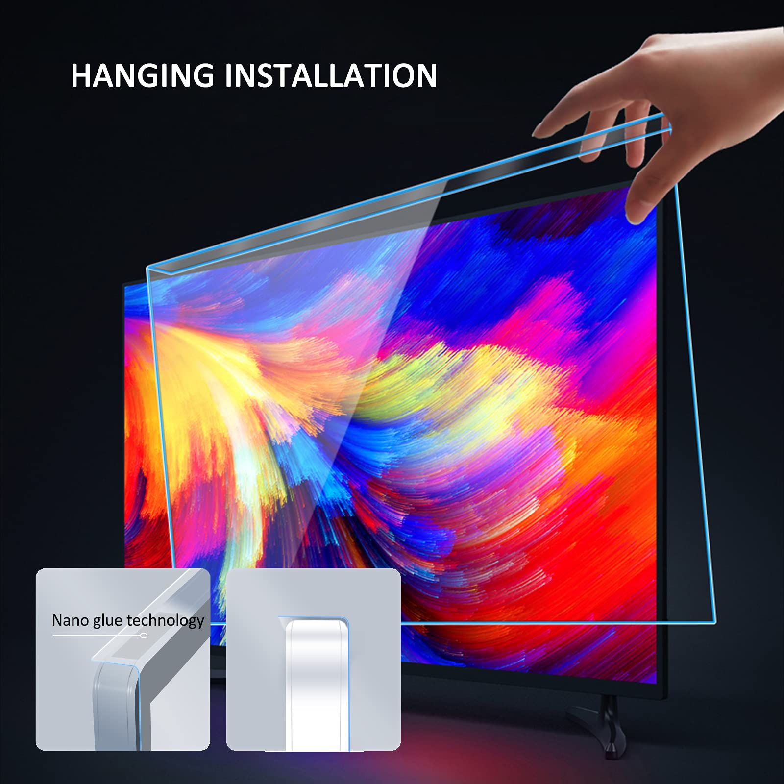 AIZYR Panel Protector De TV Colgante Anti-Aplastamiento - Filtro De TV Acrílico A Prueba De Explosiones Película Protectora De Pantalla De TV De 32-55 Pulgadas para Proteger La Vista,40in 920×530mm