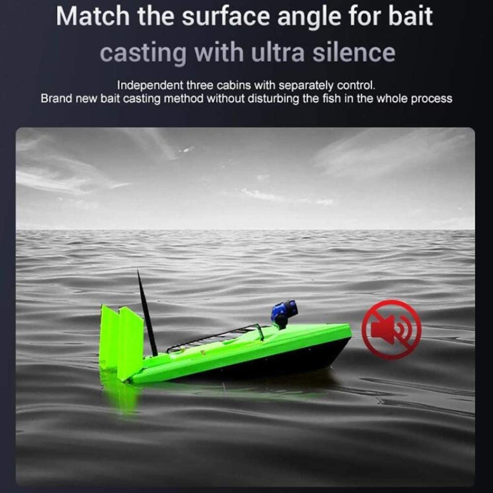 Barco de cebo de pesca de 2.4 GHz RC Crucero fijo Crucero Inalámbrico Barco de cebo de control remoto para el río y el lago Barco de señuelo de 500 m con luz nocturna, carga de 2 kg y motores dobles