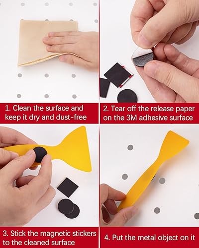 Miniatura 4 de Imanes para manualidades, 200 calcomanías magnéticas, imanes redondos con respaldo adhesivo, puntos magnéticos flexibles y pequeños adhesivos para