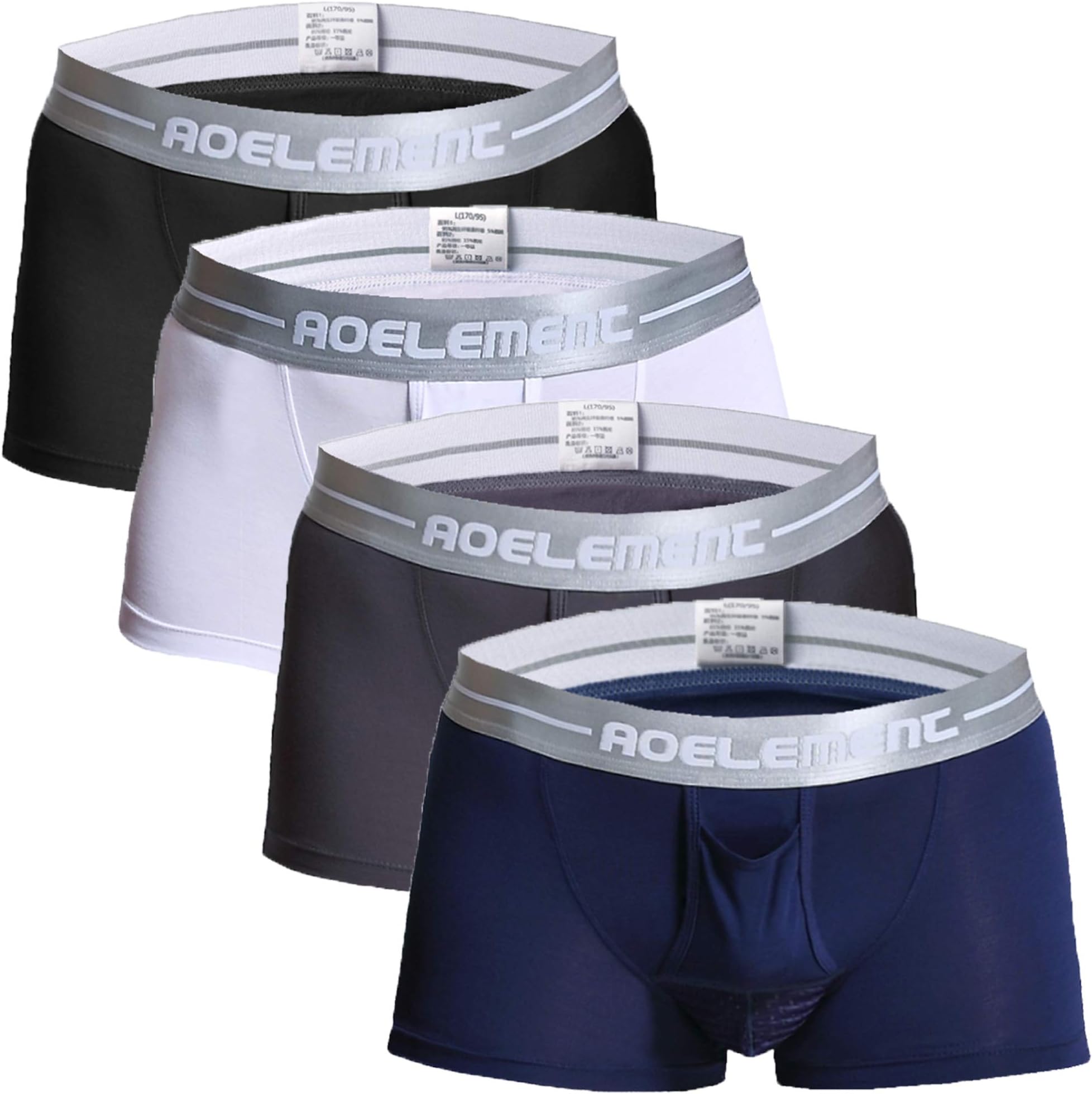 Ouruikia Men's Boxer Briefs Separate Pouch Modal Breathable Boxer Briefs Underwear with Functional Dual Fly