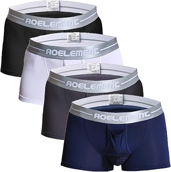 Ouruikia Mens Boxer Briefs Separate Pouch Modal Breathable Boxer Briefs Underwear with Functional Dual Fly