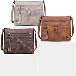 FADEON Large Crossbody Bag for Women Crossbody Purse, Leather Cross Body Purses Multi Pocket Roomy Shoulder Bag