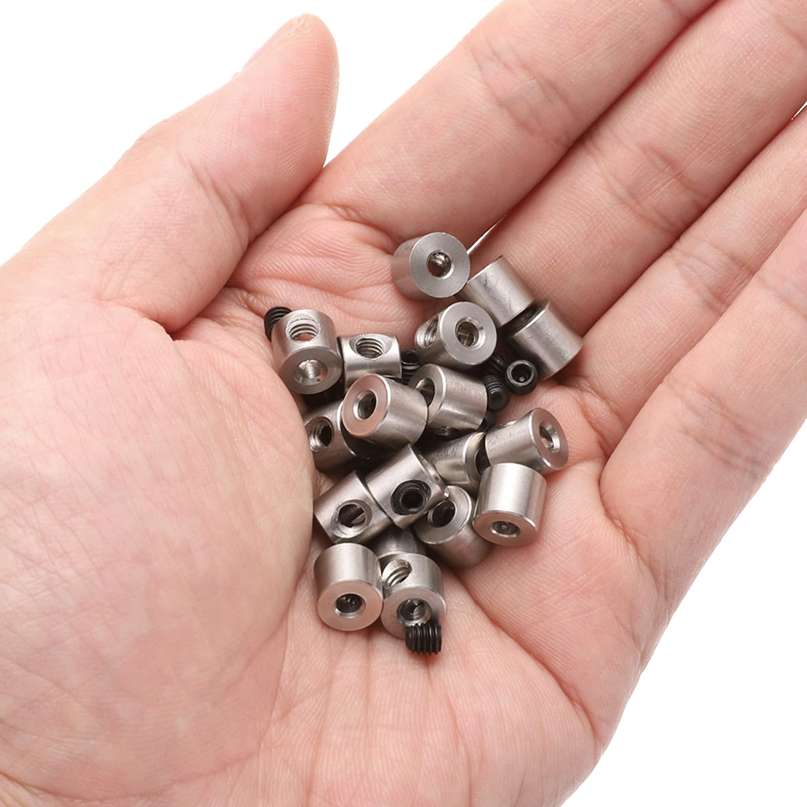 QUARKZMAN 20Pcs Colliers à Vis de Réglage 3mm Alésage Colliers d'Arbre, 8mm OD, 7mm Largeur, Collier d'Arrêt de Foret, Colliers de Profondeur pour Forets en Acier Inoxydable