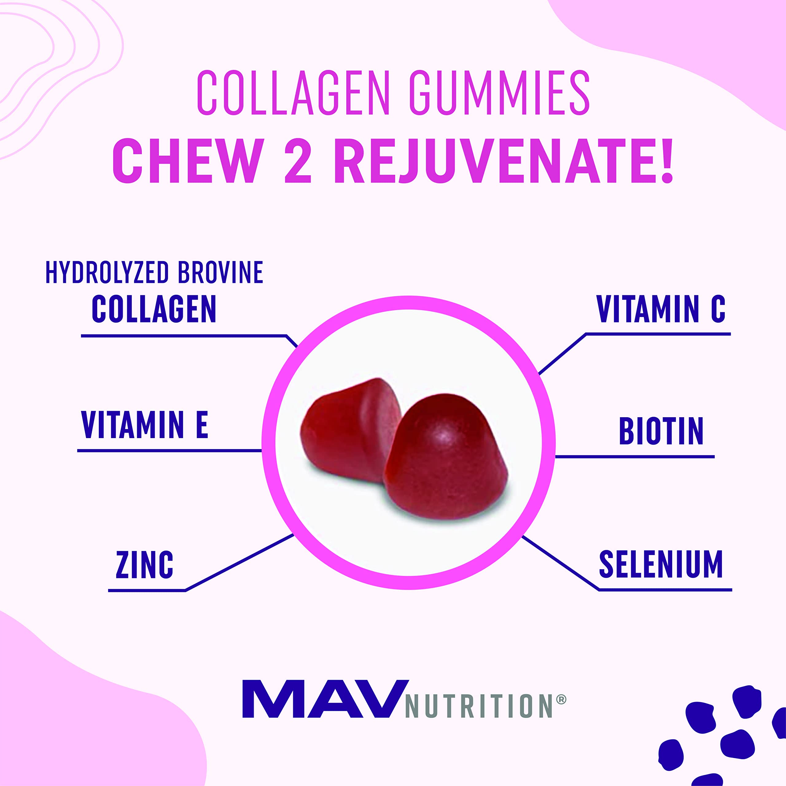 MAV Nutrition Hydrolyzed Collagen Gummies with Biotin Zinc Vitamin C