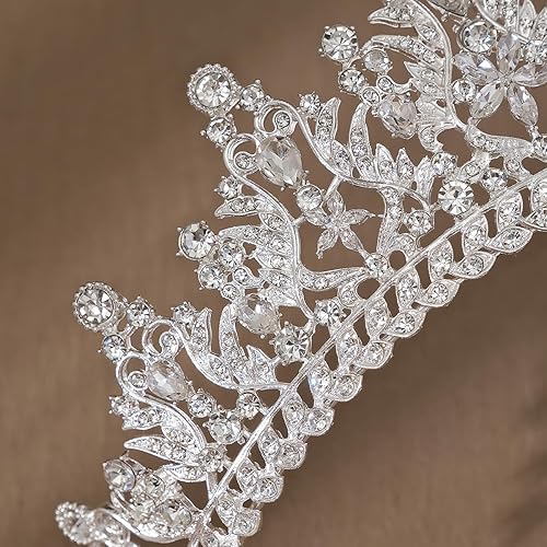 Miniatura 8 de HEWEICSY Tiaras y coronas para mujer, tiara de boda de cristal para mujer, diadema de corona de reina real, tiara de princesa de metal para novia,
