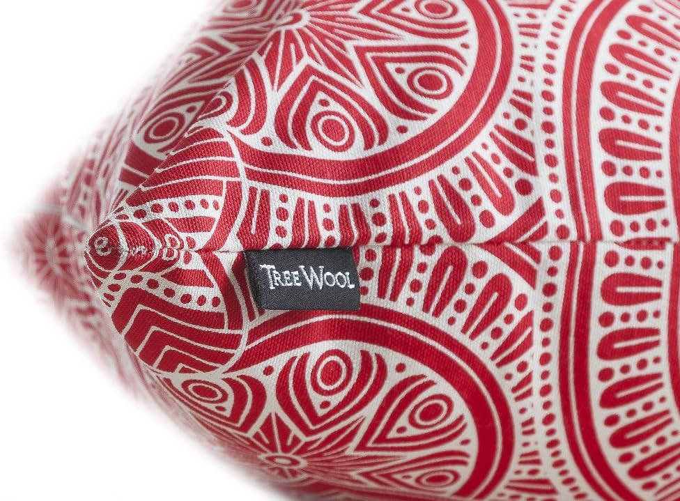 TreeWool Mandala Accent Spring Summer 22x22 Set of 2 Decorative Throw Pillow Covers 100% Cotton Home Decor Pillowcases for Sofa Couch (Red)