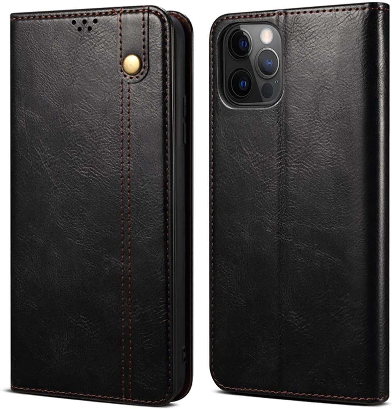 Funda libro iPhone 14 Pro para viajar sin cartera con tarjetero negro 8