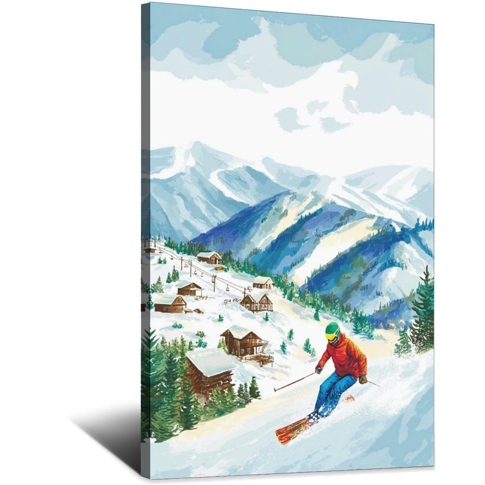 iPuzou La Plagne France Ski Poster 20x30inch(50x75cm) Vintage Watercolor Canvas Art