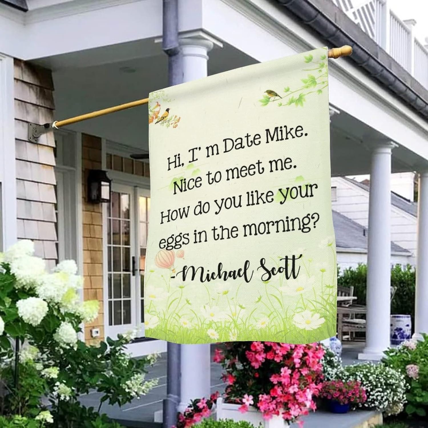 Garden Flag, The Office Michael Scott Quote On Handmade Vertical Double Sided Rustic Farmland Burlap Yard Lawn Outdoor Decor 28x40 Inch