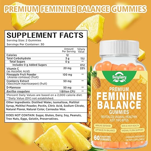 Miniatura 2 de Gomitas de probióticos femeninos, salud vaginal y equilibrio del pH de las mujeres, suplemento gomoso con polvo de arándano y piña, vegano sin