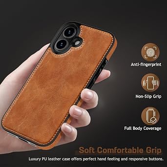 LOHASIC for iPhone 17 Case Leather, Slim Phone Case for Men, Sand Dune 6.3