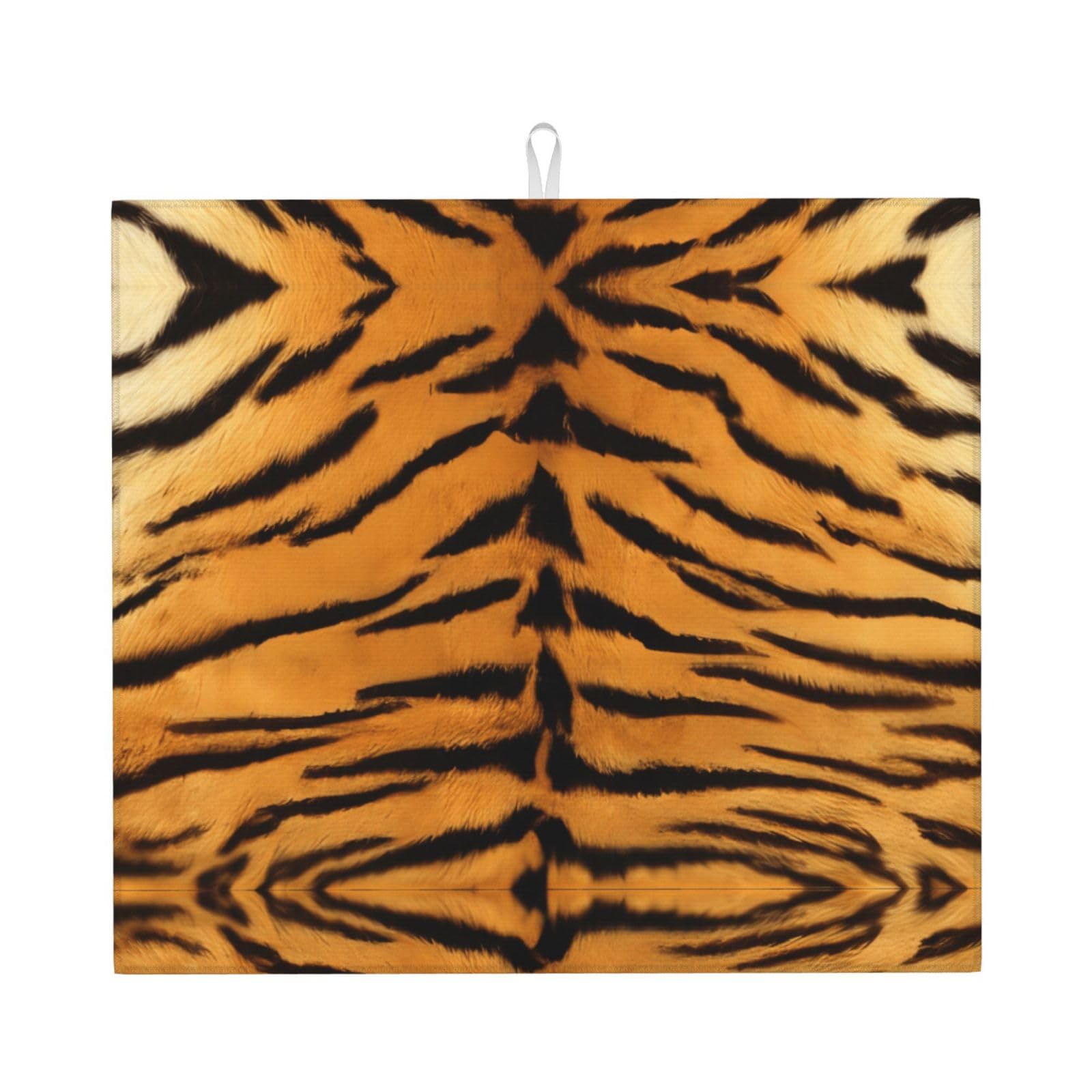HJFCZH Tiger Skin Prints Kitchen Drying Mat – Absorbent Microfiber Throw for Dishes, Non-Slip Counter Cover, Quick-Drying Layer with Fade-Resistant Print