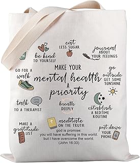 Mental Health Priority Tote Bag Mental Health Awareness Shoulder Bag Mental Inspirational Gift Therapist Gift