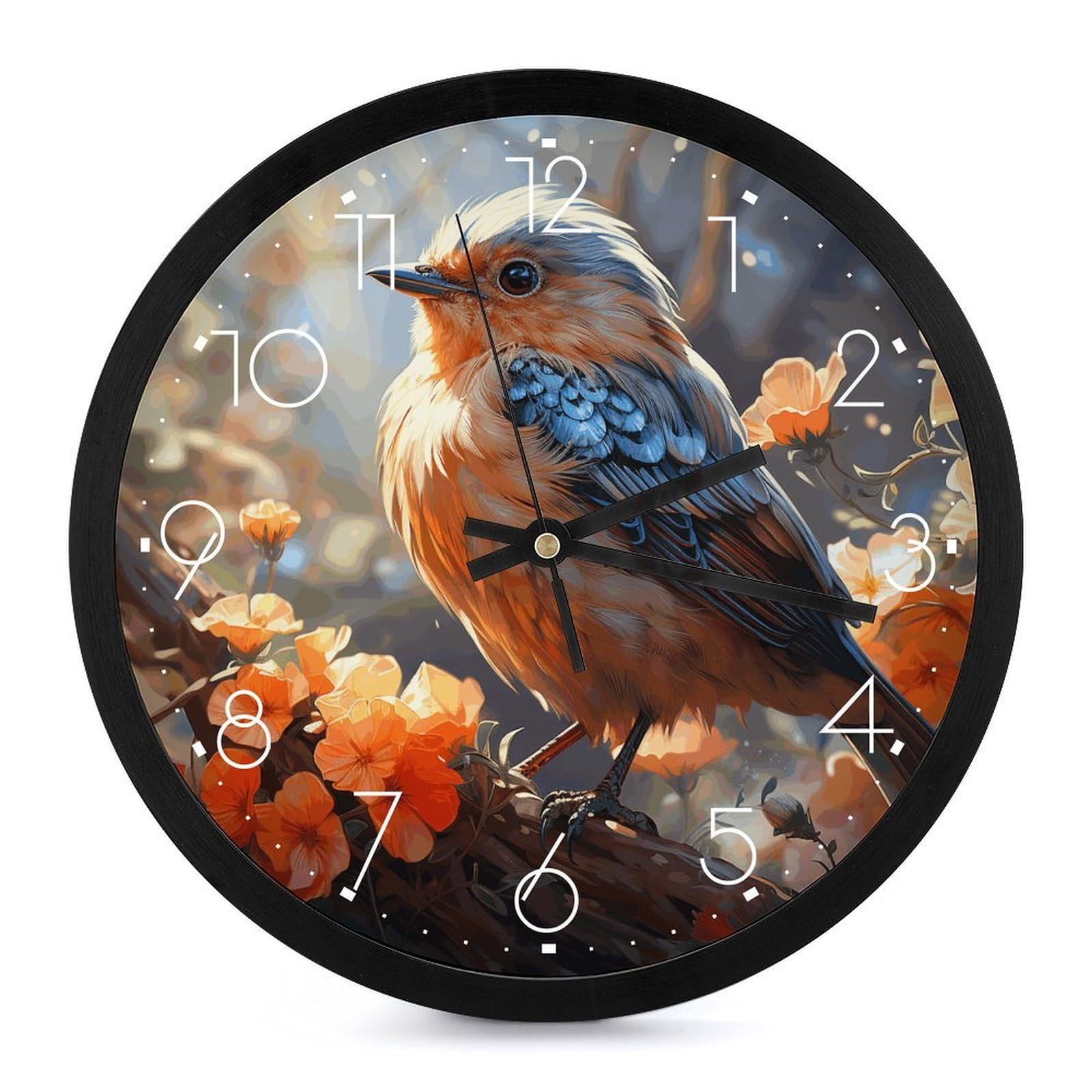 Horloge murale moderne ronde et silencieuse de 25,4 cm pour chambre à coucher