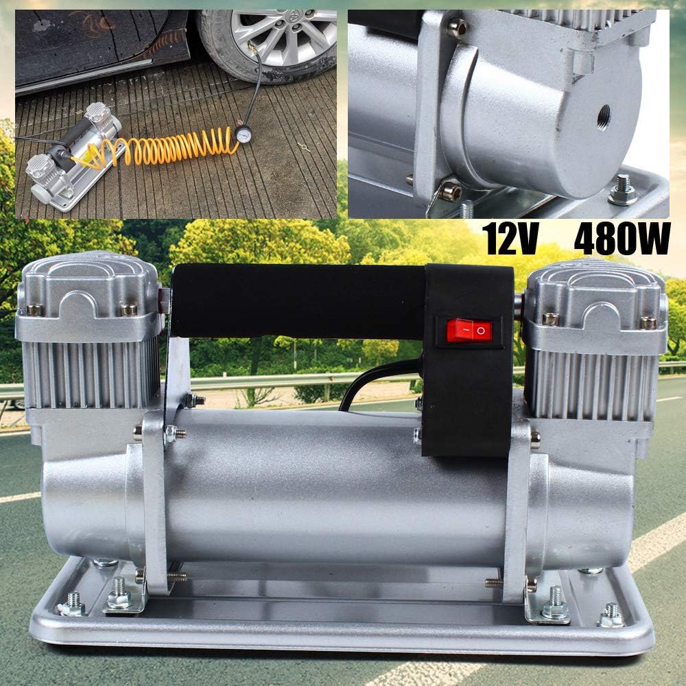 150-200PSI Portable Air Compressor Pump Dual Cylinder Tire Inflator Car US STOCK