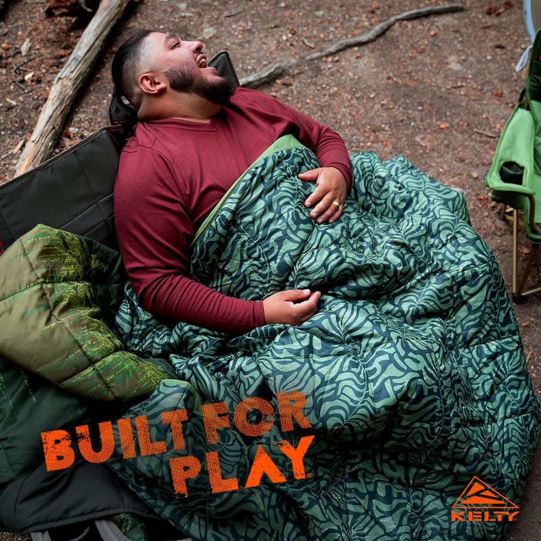 Kelty Biggie Blanket, 2 Person Insulated Camping Indoor Outdoor Travel Blanket and Ground Picnic Covering, Updated for 2022