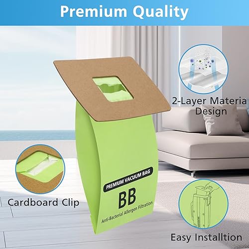 Miniatura 5 de Paquete de 15 bolsas compactas tipo BB de repuesto para Oreck XL Buster B bolsas de vacío PKBB12DW BB180 BB280 BB850 BB870 BB900 BB1000 MV160 con 4