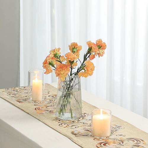 Miniatura 4 de Jarrón de vidrio transparente para flores, florero para ramo, jarrones de vidrio modernos, jarrones acanalados para sala de estar, dormitorio, mesa