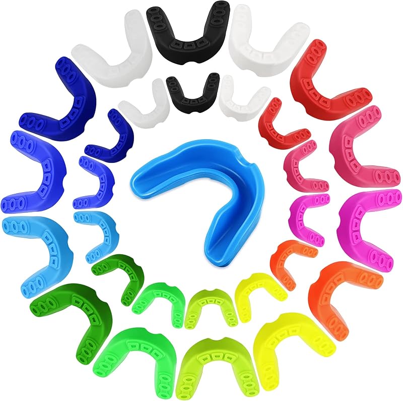 30 Pack Youth Mouth Guard Sports Mouthguard Soft Football Teeth Protector Mouthpiece Sports Supplies Athletic Mouth Protection for Football Basketball Boxing Kids Adults, 14 Colors