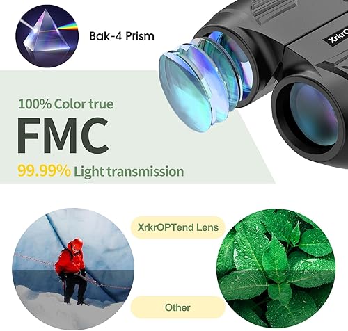 Miniatura 4 de Binoculares compactos con correa para niños y adultos, 20 x 25 de alta potencia, mini binocus de visión nocturna transparente con poca luz con