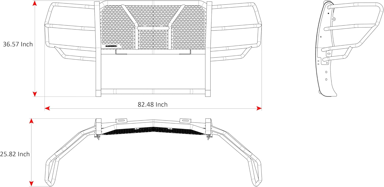 Black Horse Rugged Heavy Duty Grille Guard Modular Black Compatible with 19-26 Chevrolet Silverado 1500 (Excl. 19 Silverado 1500 LD&22-24 Models with Super Cruise System)-RU-CHSI19-B