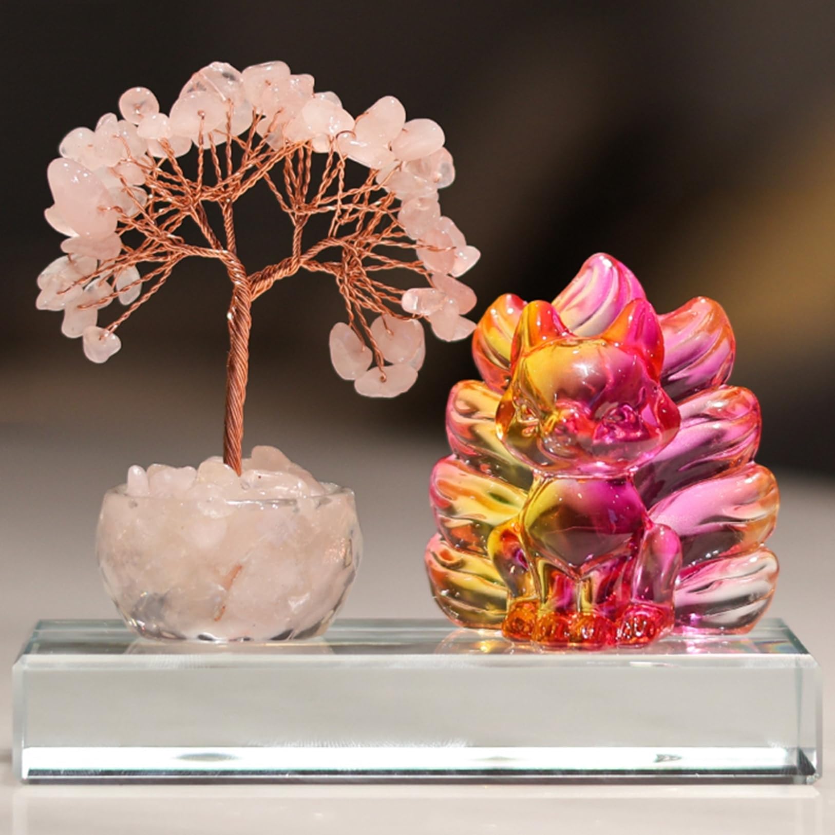 Amazon.co.jp: 天然水晶樹 九尾狐 キツネ クリスタルツリー シトリン