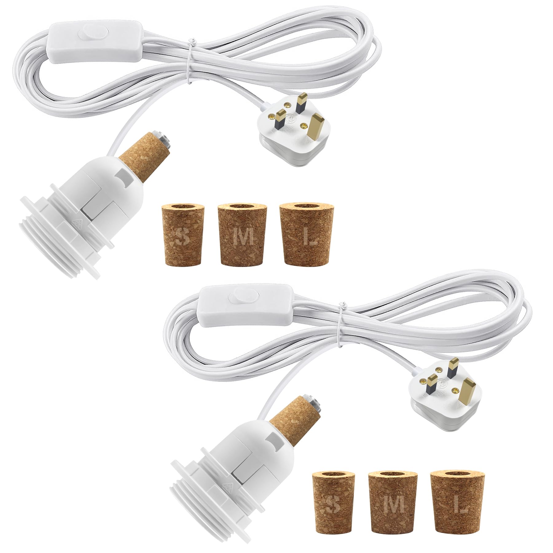 2 Packs Bottle Lamp Kit Do It Yourself, 240CM Cable, E27 Bottle Light Adaptor Kit, Bottle Light Fitting