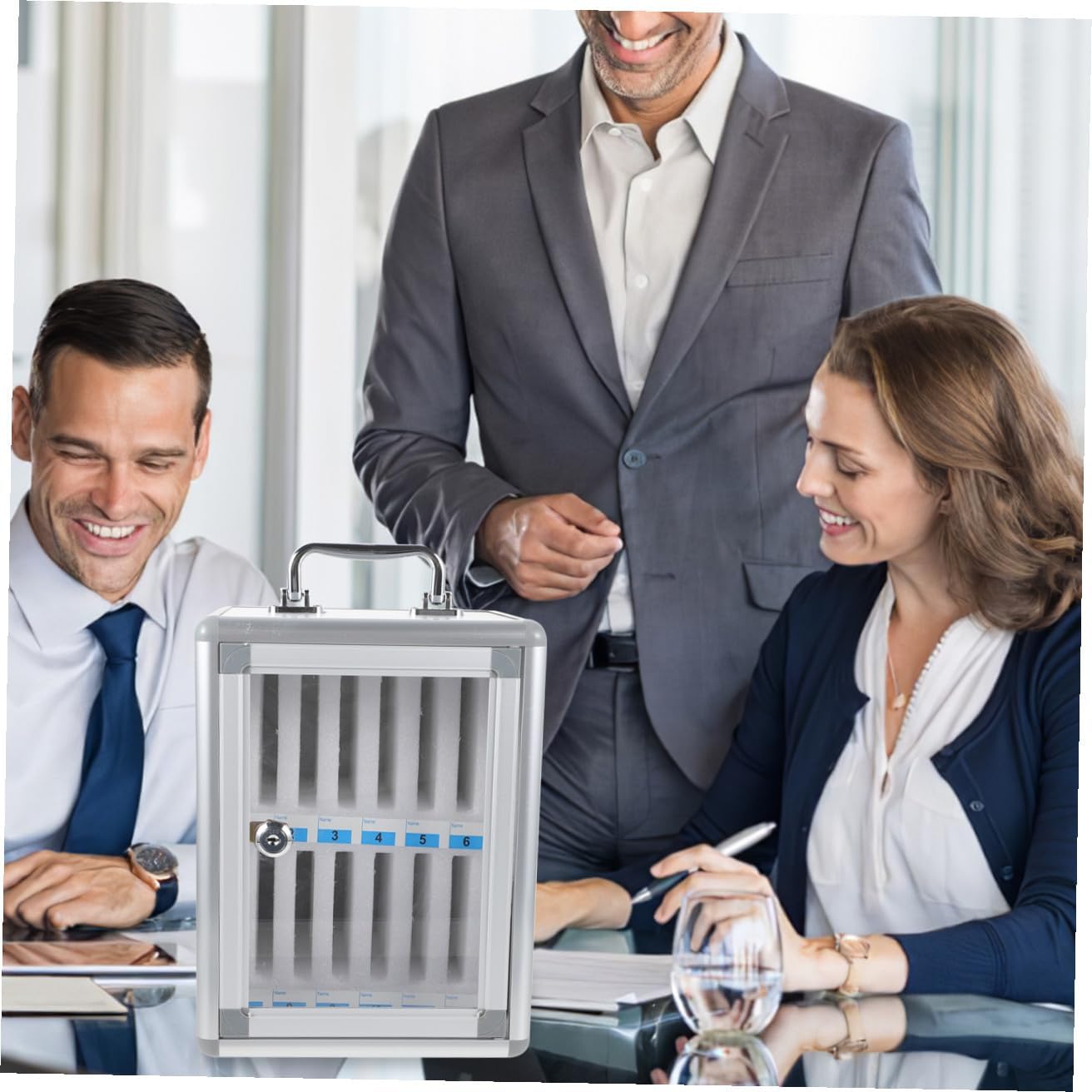 PRETYZOOM Mobile Phone Storage Locker Cabinet with 12 Slots Cell Phone Organizer Box Secure Office and Classroom Holder Storage Solution