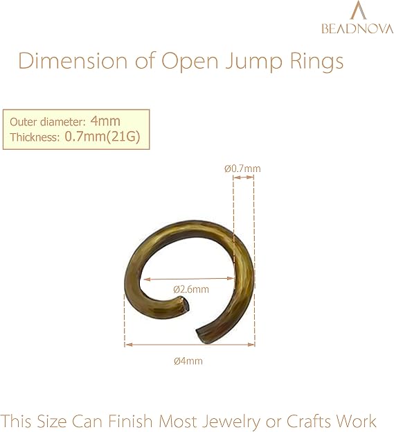 BEADNOVA 4mm Copper Jump Rings for Jewelry Making Open Jump Rings for Keychains and Necklace Repair (300Pcs)