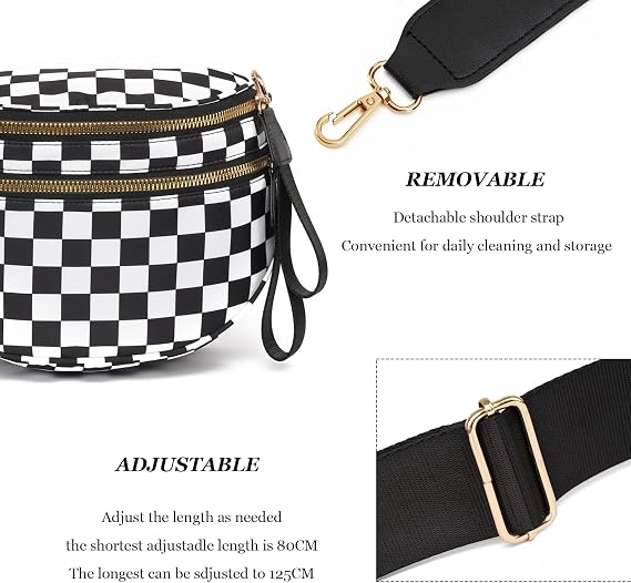 Myhozee Crossbody Bags for Women Checkered Fanny Packs Cross Body Bag for Woman Nylon Belt Bum Bags Sling Bag Crossbody Purses for Women Mom Purse Fashion Waist Packs, Beige