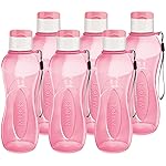 MILTON Water Bottle Kids Reusable Leakproof 12 Oz Plastic Wide Mouth Large Big Drink Bottle BPA & Leak Free with Handle Strap Carrier for Cycling Camping Hiking Gym Yoga (Pink 6 pack)