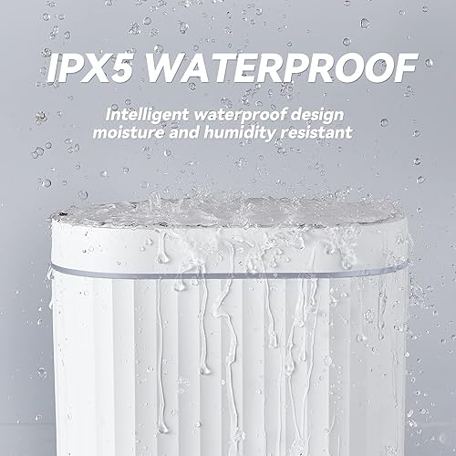 Miniatura 5 de ELPHECO Cubo de basura automático con sensor de movimiento para baño, de 2 galones, cubo de basura inteligente de plástico delgado con tapa, cubo de