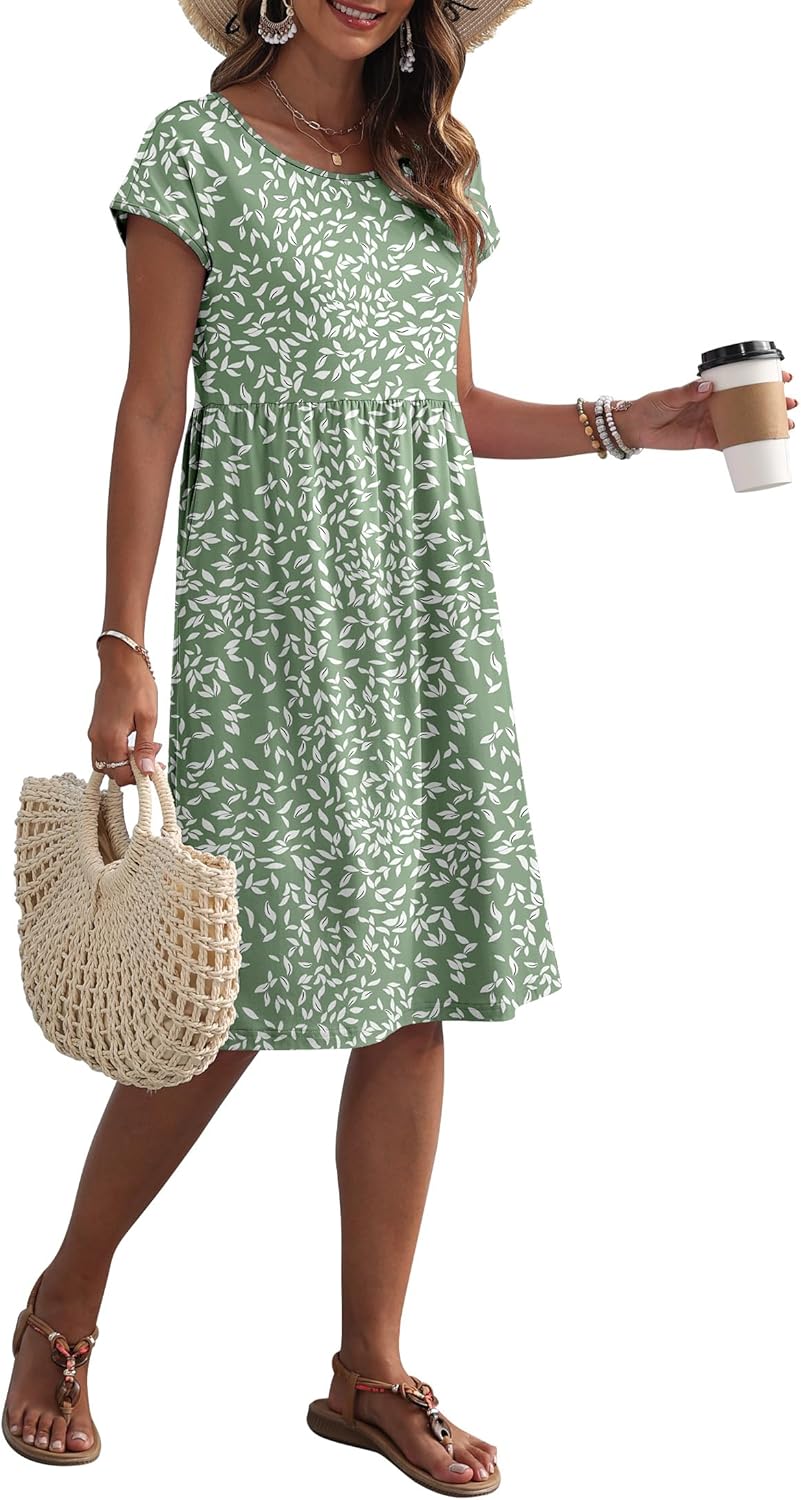 AUSELILY Women's Summer Short Sleeve Knee-Length Dresses Round Neck Loose Dress with Pockets 2026 New - Image 5