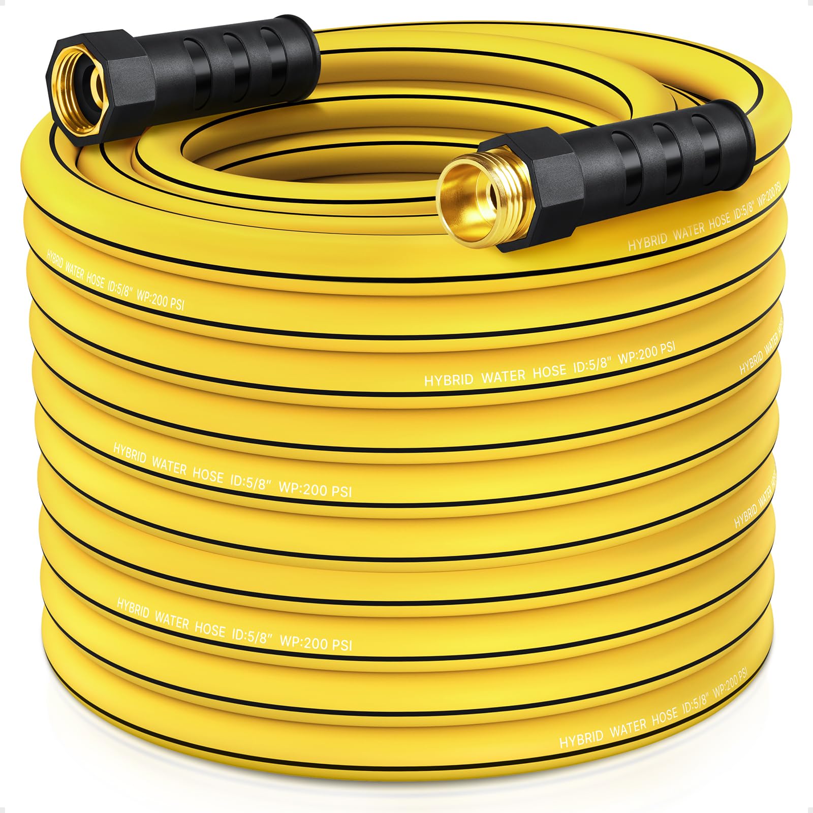 Heavy Duty Garden Hose 100ft x 5/8", NON-EXPANDABLE Flexible Water Hose for Outside, Kink Resistant Lightweight Hybrid Hose, Leakproof Rubber Hose for Outdoor, Yard, Car Wash, Garden
