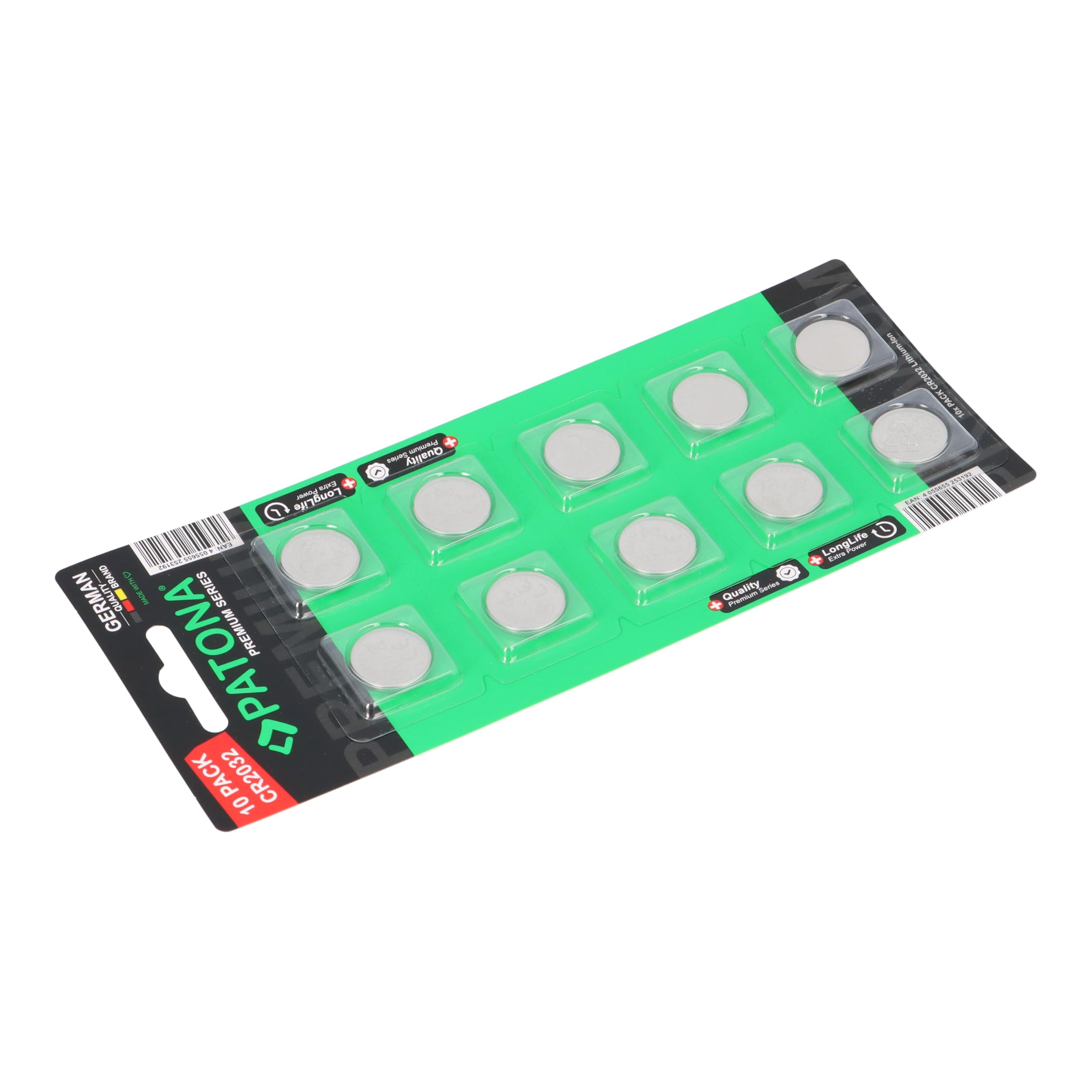PATONA Premium CR2032 - Pilas de litio (3 V, 240 mAh, paquete de 200 unidades (20 x 10 unidades) - Pilas de botón para llaves de coche, mandos a distancia, relojes, rastreadores de fitness, medidores