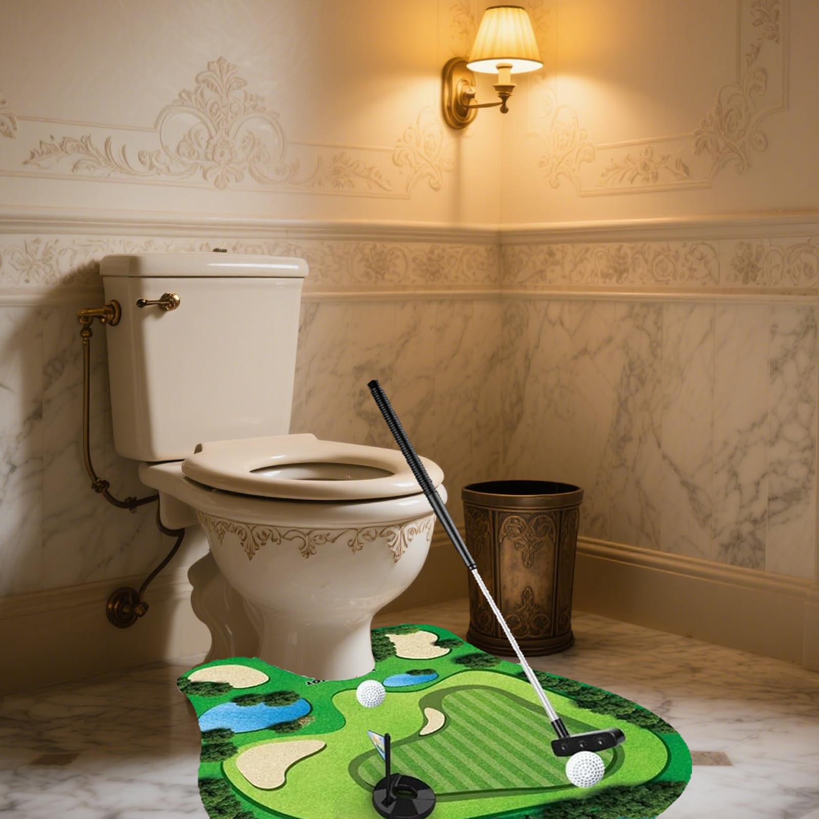 Bathroom Mini Golfing Practice Golf Toilet Game Set Regali Divertenti per Giocatori di Golf