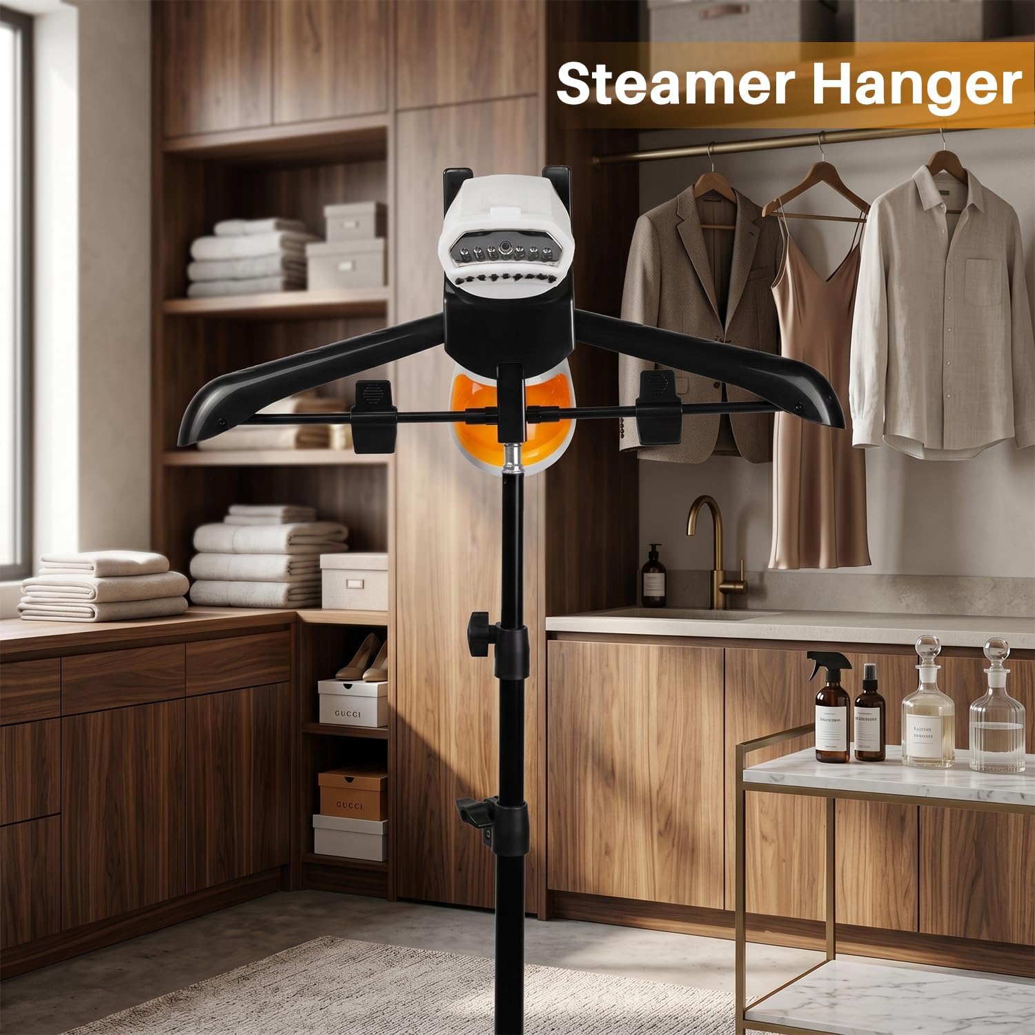 Adjustable Shirt Display Stand 34-66.8 Inch, Multi-use Clothing Display | Cap and Gown Display Stand,360°Rotatable Hanger,Foldable Steel Frame,Space-Saving,Ideal Steamer Rack Stand for Retail Vendors