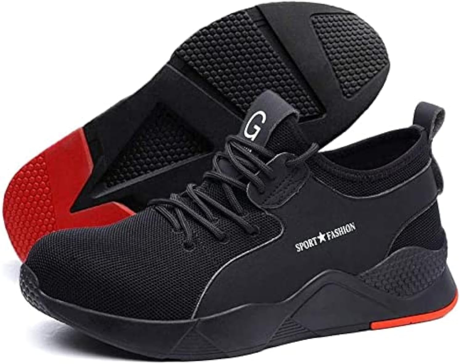 YWSK Heavy Duty Sneaker, Lightweight Mesh Breathable Work Shoes with Steel Toe Cap, Anti-Slip Puncture Proof Safety Shoes for Men and Women
