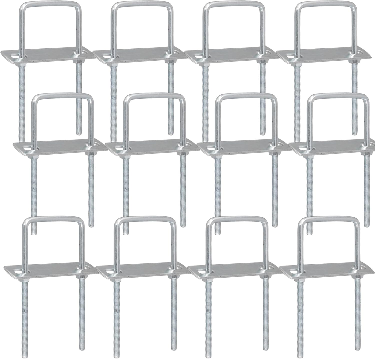 12 Pack M6 Square U Bolt with Frame Plates and Nuts, 2.44" (62mm) W x 4.72" (120mm) L Zinc Plated U Clamp Bolts, Carbon Steel Leaf Spring Clamps for Trailer, Ski Boat and Sailboat