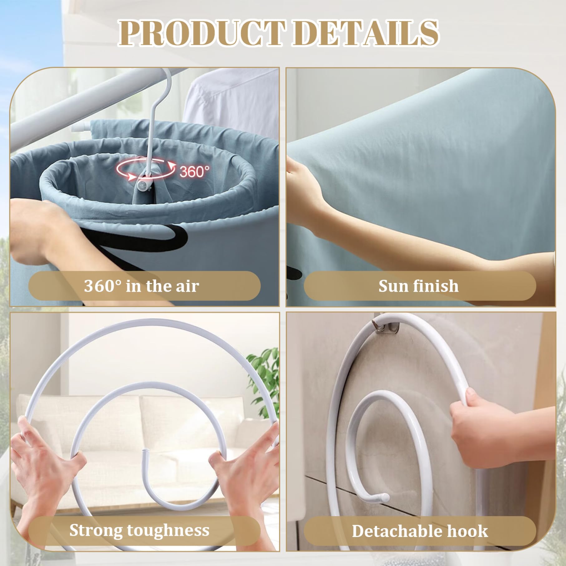 Cintres Standard, 2 pcs en Spirale Cintre de Rangement Rond randonnée Couverture de Couverture de Rangement économe en Fer épaississable en Fer épaississeur de Couverture de Couverture de Couverture