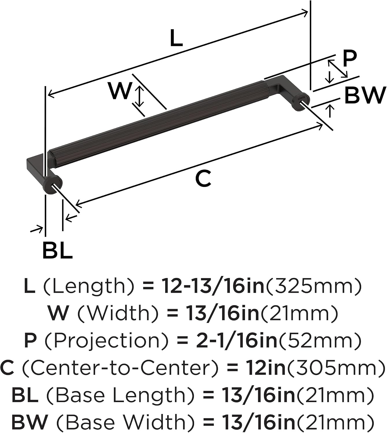 Amerock Ballard 12 inch (305mm) Center-to-Center Oil-Rubbed Bronze Appliance Pull, BP37650ORB