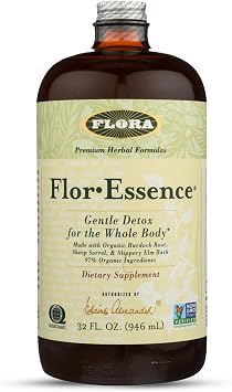 Flora - Flor-Essence - Gentle Detox Tea for a Full-Body Cleanse - Contains Organic Slippery Elm Bark, Rhubarb, Burdock Root & More - Vegan, Non-GMO & Gluten-Free - 32 fl. oz.