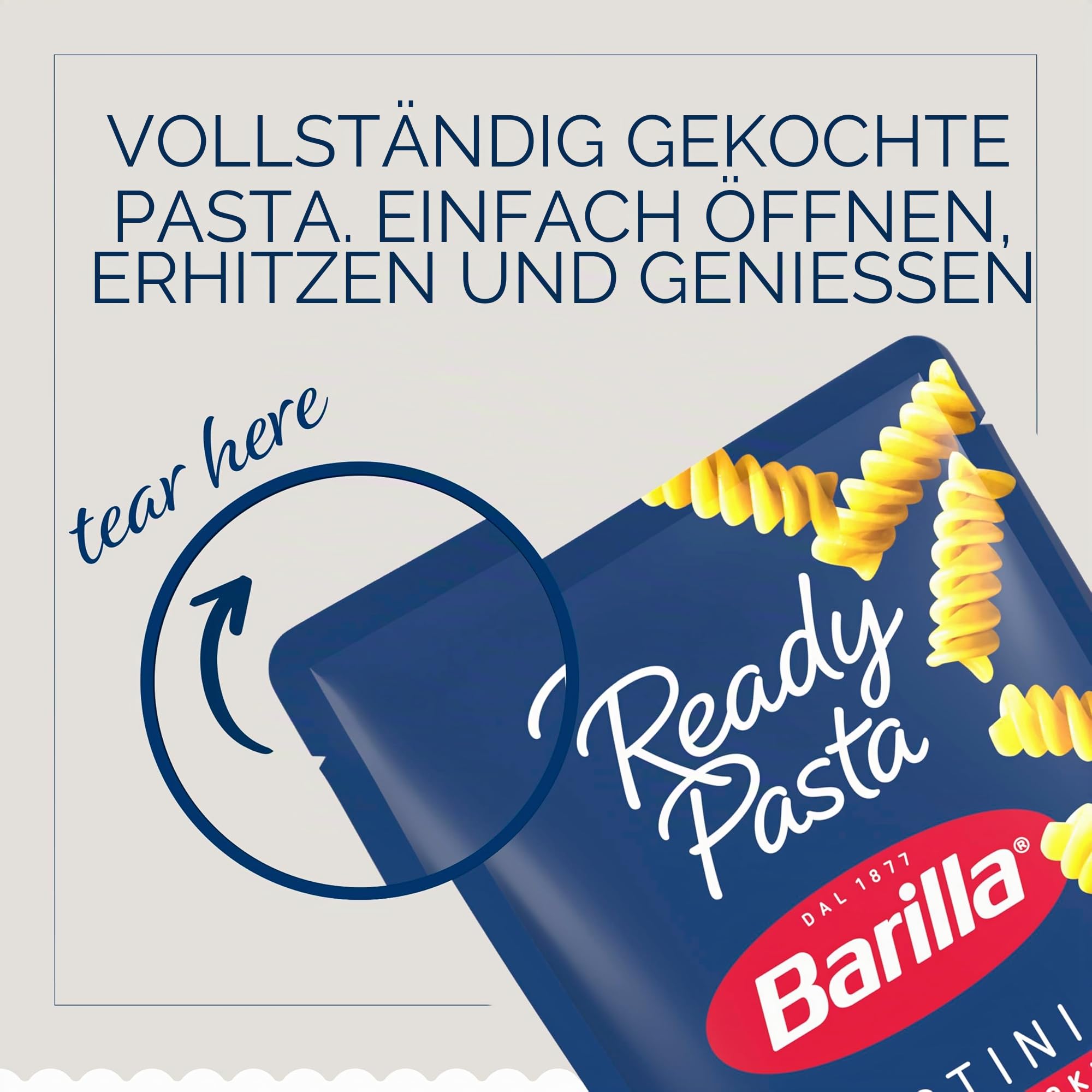 BARILLA Ready Pasta, Rotini, 200 ml, Beutel (7 Stück) – gentechnikfrei, keine Konservierungsstoffe – perfekte Mikrowellen-Nudeln bereit in 60 Sekunden – ideal für schnelle Pasta-Mahlzeiten