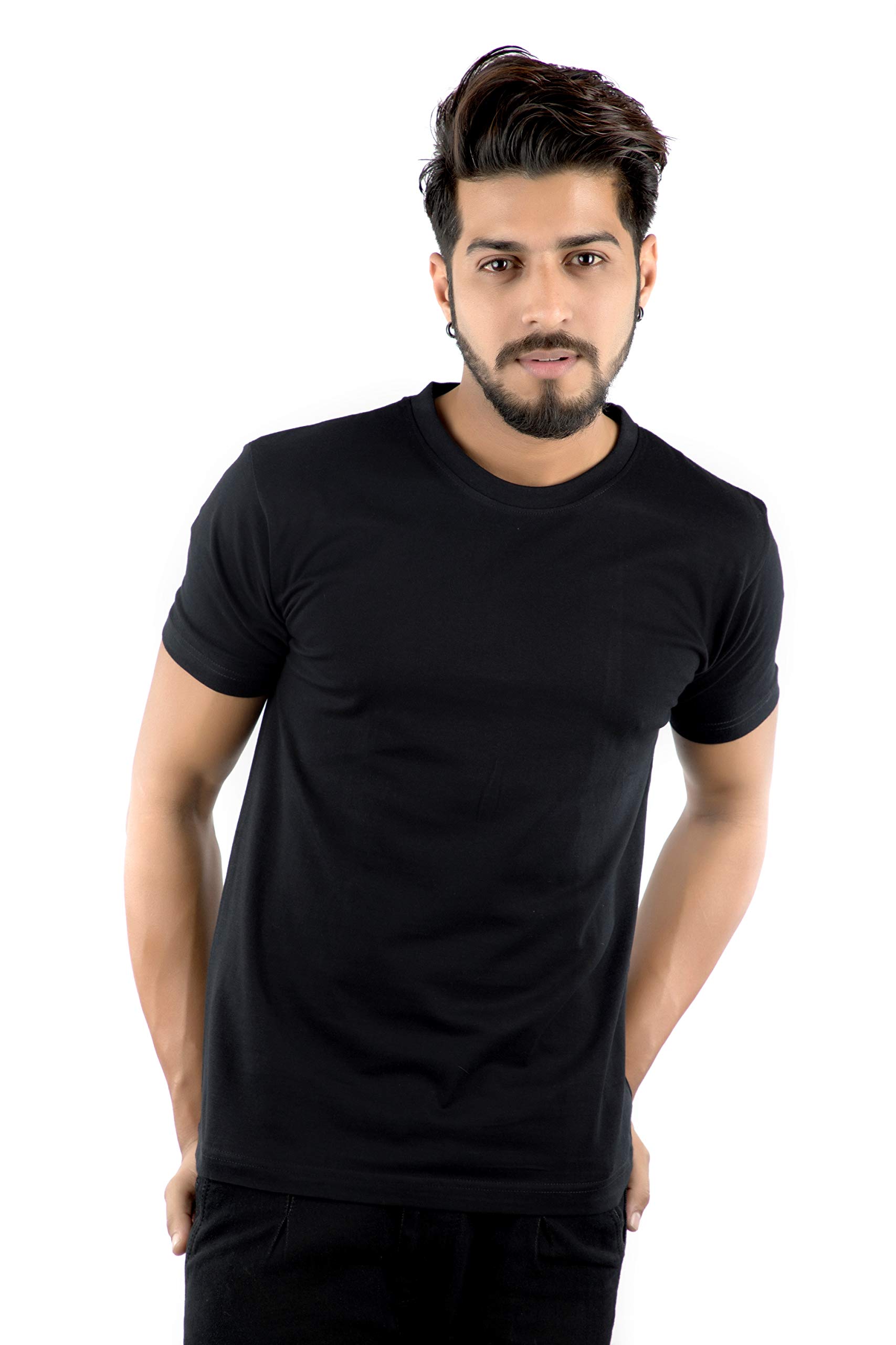 IAD Stylez Men's Regular Fit T-Shirt (IAD-MEN-TS-PLN-BLACK-XL_Black_X-Large)