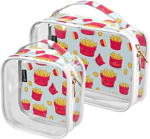 Miniatura 2 de Kawaii Franch Fries Clear Toiletry Bag for Traveling,2 Pack Makeup Cosmetic Bag with Zipper,Travel Bag for Toiletries,Travel Essentials 21214981
