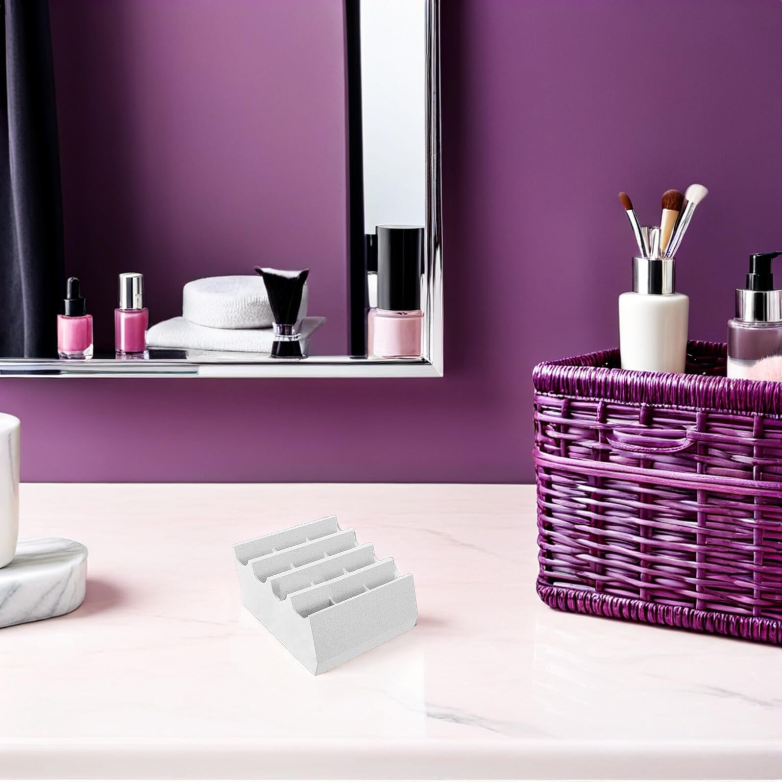 Organizzatore Scatola Multi-slot per Lame da Barba e Taglio Chioma 12 Scomparti in Pla Bianco Conservazione Sicura e Accesso Rapido per Uso in Bagno e Studi di Parrucchiere