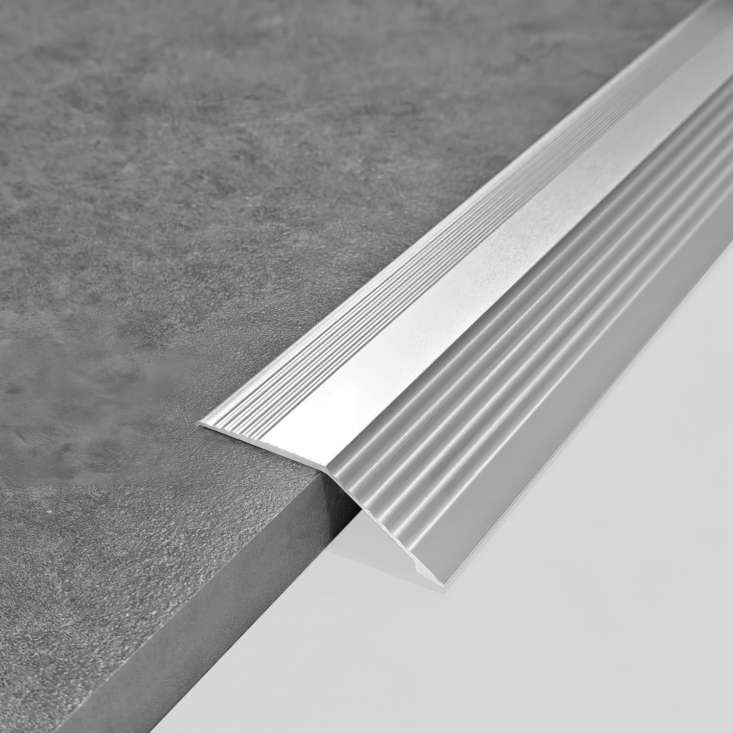 2 Pack Aluminum Floor Transition Strip Self Adhesive,Metal Door Bar,Textured Floor Bar for Doorways Threshold Ramp Tile Laminate Planks,Bridge The Height Between 6-20mm(Silver,0.9m × 5.5cm)